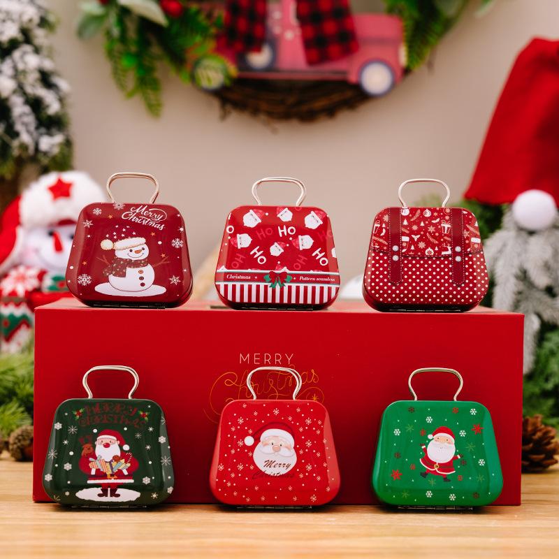 Christmas Tin Gift Box Metal Candy Box Square Candy Storage Containers for Holiday Xmas Supplies Happy New Year