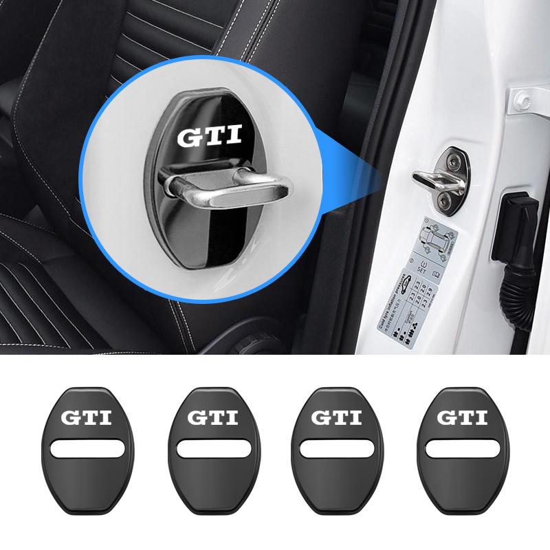 VW Valve Stems Caps 4Pcs Car Door Lock Protective Cover Stickers Auto Accessories For Volkswagen VW RLine R Golf Amarok T5 Phaeton