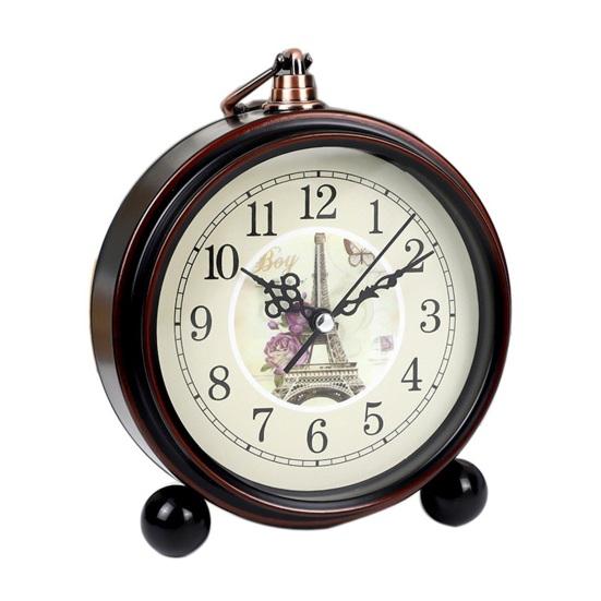 Винтажный металлический аналоговый будильник с большим дисплеем, бесшумный, работающий от батарейки, ретро-настольные кварцевые часы для спальни, подарок на день рождения для детей и студентов