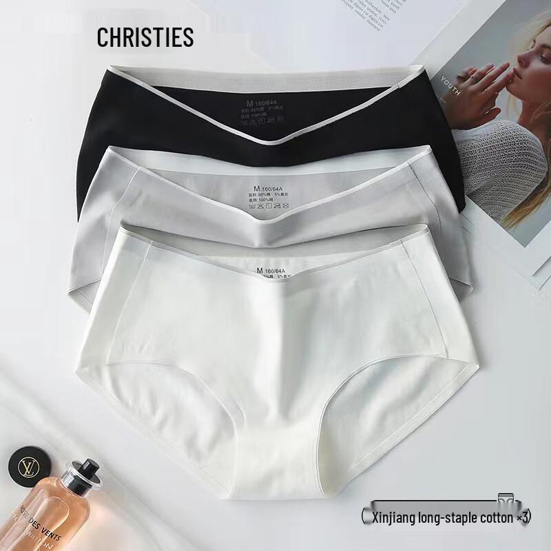 Christies Women's 10A Antibacterial Seamless Mid-Waist Cotton Underwear 3-Pack