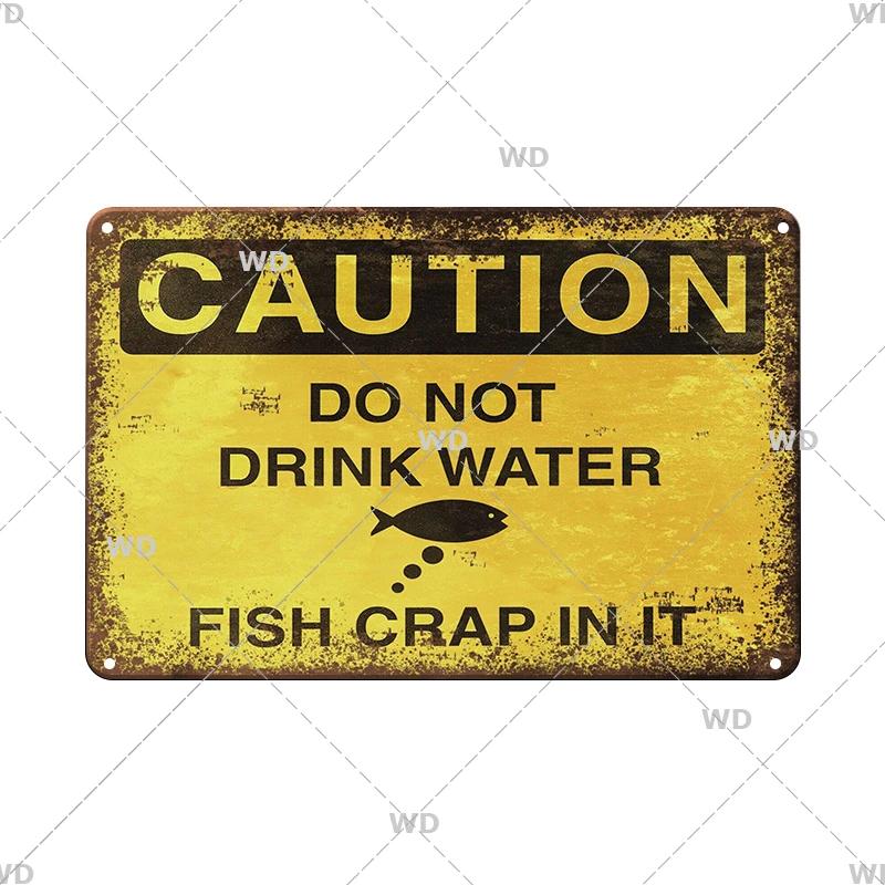 Caution Metal Tin Sign Vintage Metal Plaque Warning Slogan Retro Metal Posters Plate Signs Door Factory Home Wall Decor