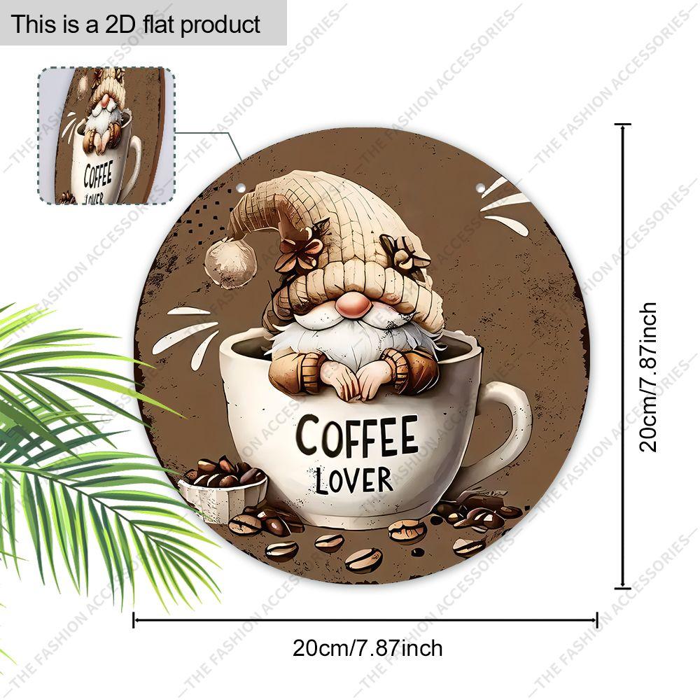 Плоские подвесные декоративные таблички 2D, украшение для интерьерной стены или двери, узоры - гномы и кофе, интересные подарки для семьи и друзей