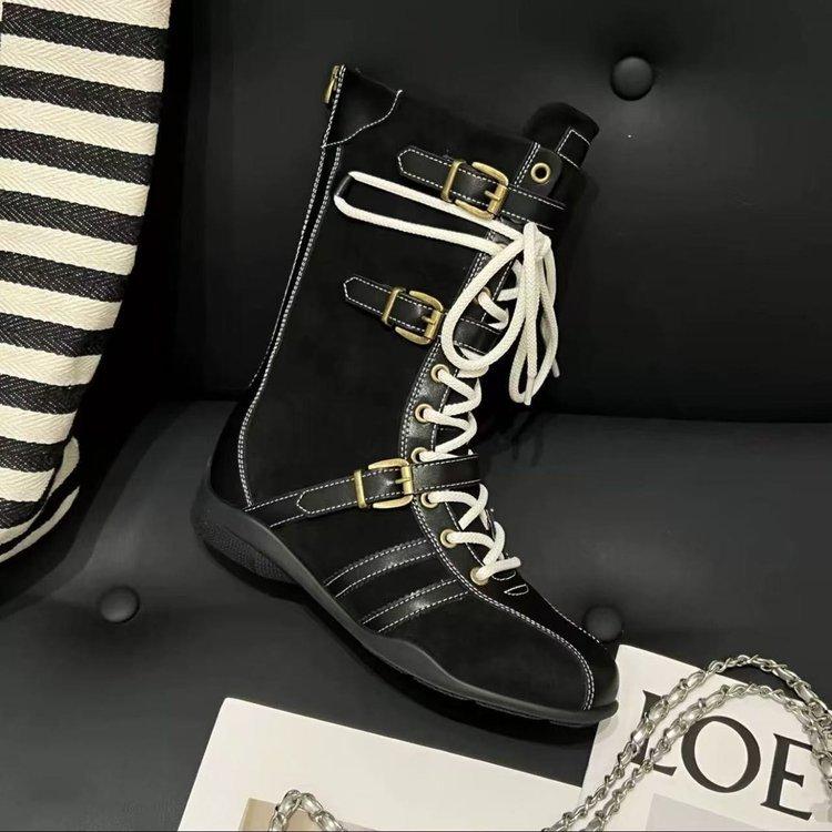 Версия из коровьей кожи~ 5 см увеличение внутренней высоты боксерские ботинки на толстой подошве женские улучшенная версия ботинки для охоты на уток дизайн с пряжкой ремня ботинки Мартина sho