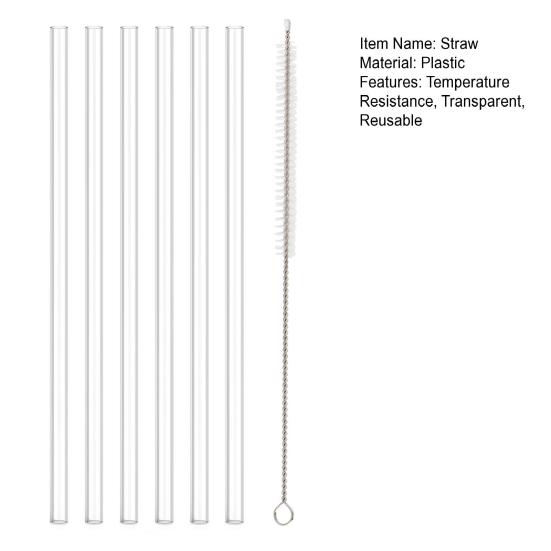1 Set Straw Replacement Drinking with Cleaning Brush Reusable Transparent Plastic 20/30/40 OZ
