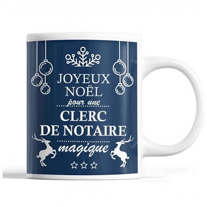 Tasse Noël Clerc de Notaire femme Bleu | Mug prénom Idée Cadeau Secret Santa