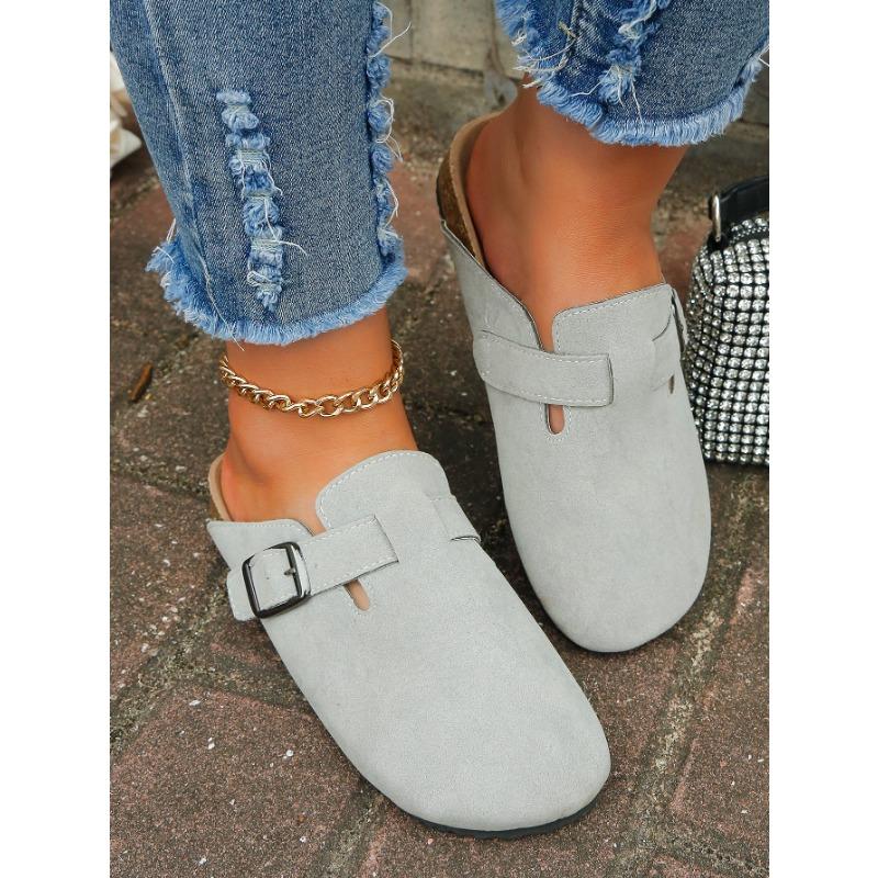 Fashion Autumn Women's Flat Cork Clogs Shoes Fashion Closed Toe Suede Platform Slippers for Women Outdoor Casual Slides Shoes Zapatos