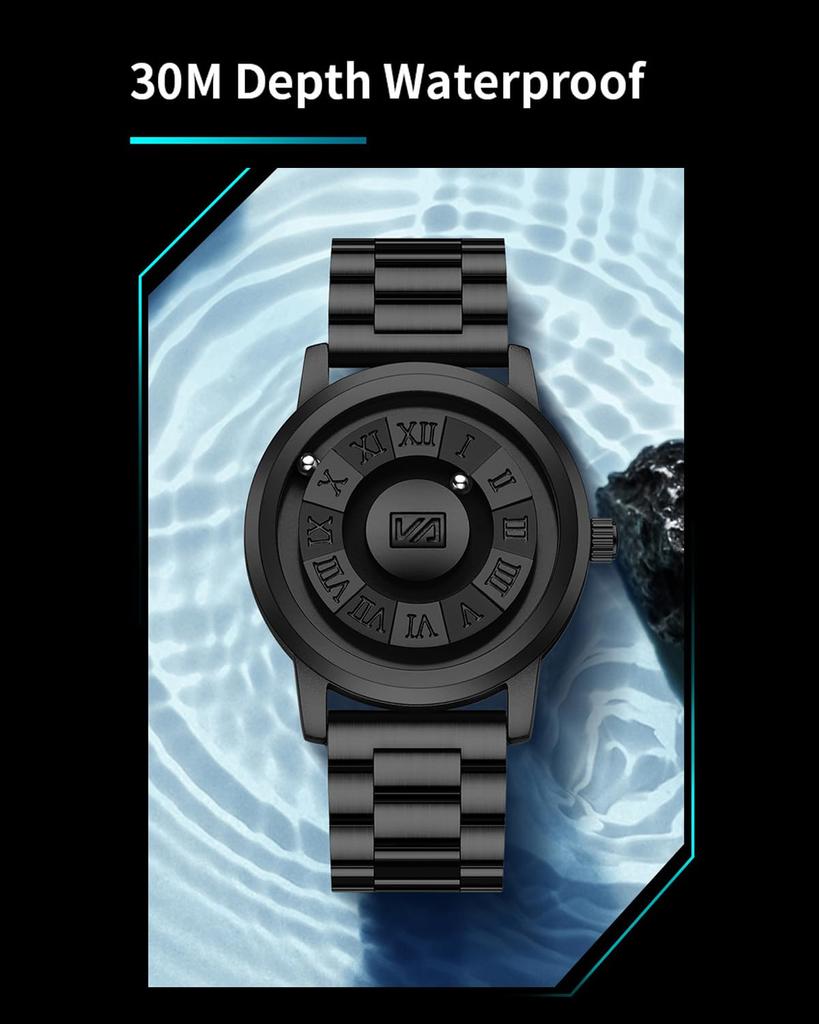 Представляем мужские наручные часы с магнитным плавающим шариком, часы в стиле Black Tech, сочетающие дизайн и функциональность. (2901H)