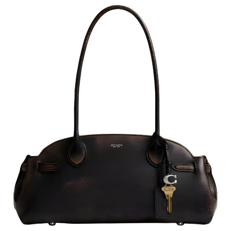 COACH Empire Carryall 34 Brand Logo Leather Shoulder Bag Large Women's Brown