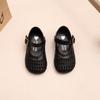 Girls' leather shoes, woven and hollowed-out design, princess-style children's shoes, woven beach sandals, soft-soled baby shoes, girls' closed-toe