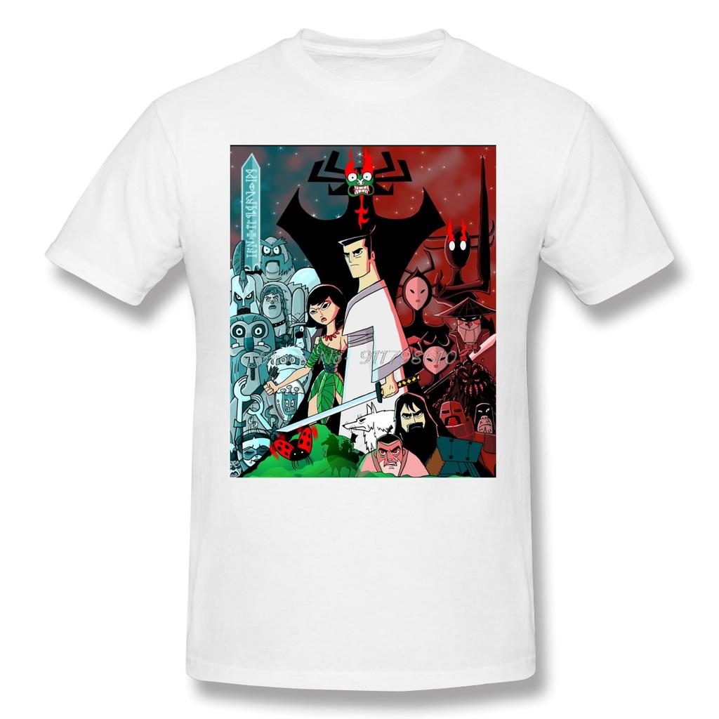 T-Shirt For Men Samurai's Finale Cotton Samurai Jack T Shirt Funny Anime Men Tee Streetwear Harajuku