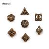 7 шт. медный лист цветок металлические игральные кости набор полых металлических многогранных кубиков подходит для ролевой ролевой игры, настольной игры, карточной игры