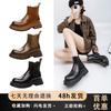 Leather BV Retro Medium Tube Cigarette Boots Women's Thick-soled Heightening Women's American Martin Boots 25 Autumn and Winter New Short Boots Wo