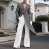 Men Notched Lapel Uzun Qisma Chiziqli Yoriqli Noregulyar Qatlamli Uzun Blazer Palto