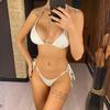 Мода сексуальный морщинистый бретелька через шею бразильский бикини женский купальник женский купальник из двух частей бикини комплект купальный костюм купальник леди