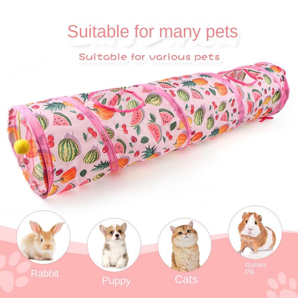 Printed Cat Play Tunnel Foldable Cat Channel Universal Cat Tent Nest Interactive Fun Toy