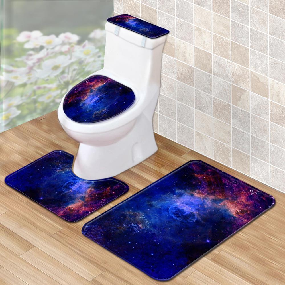 Star Bathroom Shower Curtain Floor Mat Household Toilet Three-Piece Set Suction Pad Water Tank Cover Cover