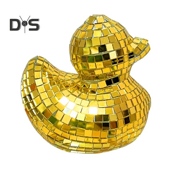 Зеркало Диско Плитка Фигурка Утки Маленькая Утка Статуя Скульптура животного Домашний офис Книжная полка Украшение рабочего стола Орнамент Рождественский подарок