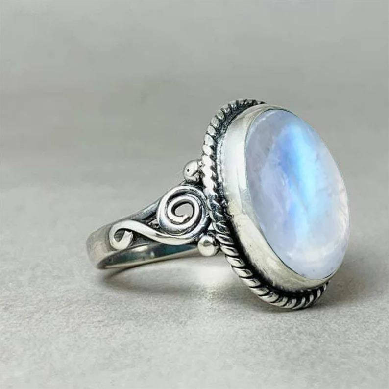 Rainbow Moonstone Oval Gemstone Ring, Handmade Designer Ring, 925 Silver Ring, Unisex Ring, Gift For Her, Boho Ring, Christmas Gift