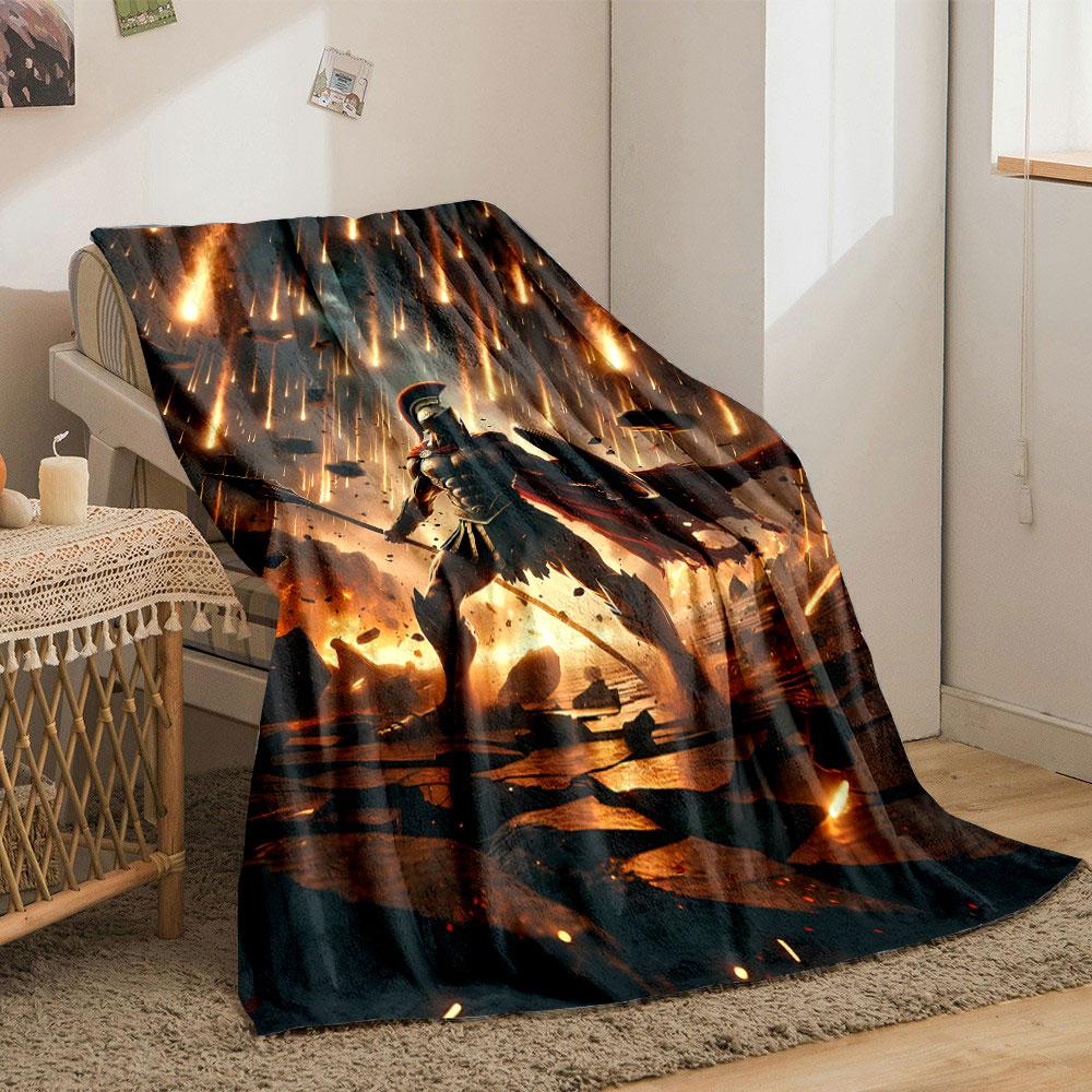 Spartan Warrior Meteor Shower Rug bedroom Blanket for Livingroom Couch lunch break Soft throw for Friend's festival Gift