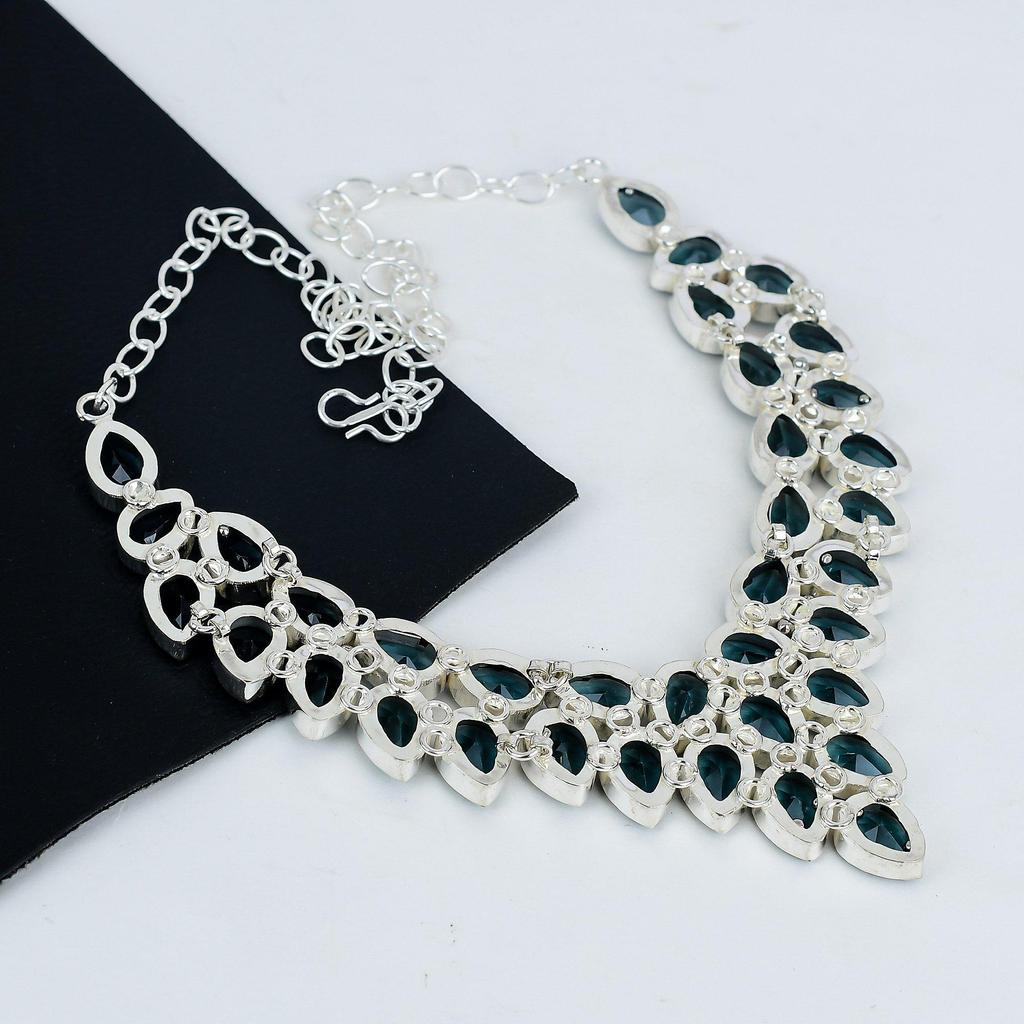 Красивое ожерелье из серебра 925 пробы с драгоценным камнем индоколит, серебряное ожерелье с индоколитом для жены, ожерелье унисекс, подарок на день рождения для любимой