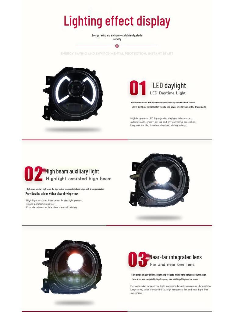 LED Daytime Running Light Headlight Assembly for 2019 Suzuki Jimny