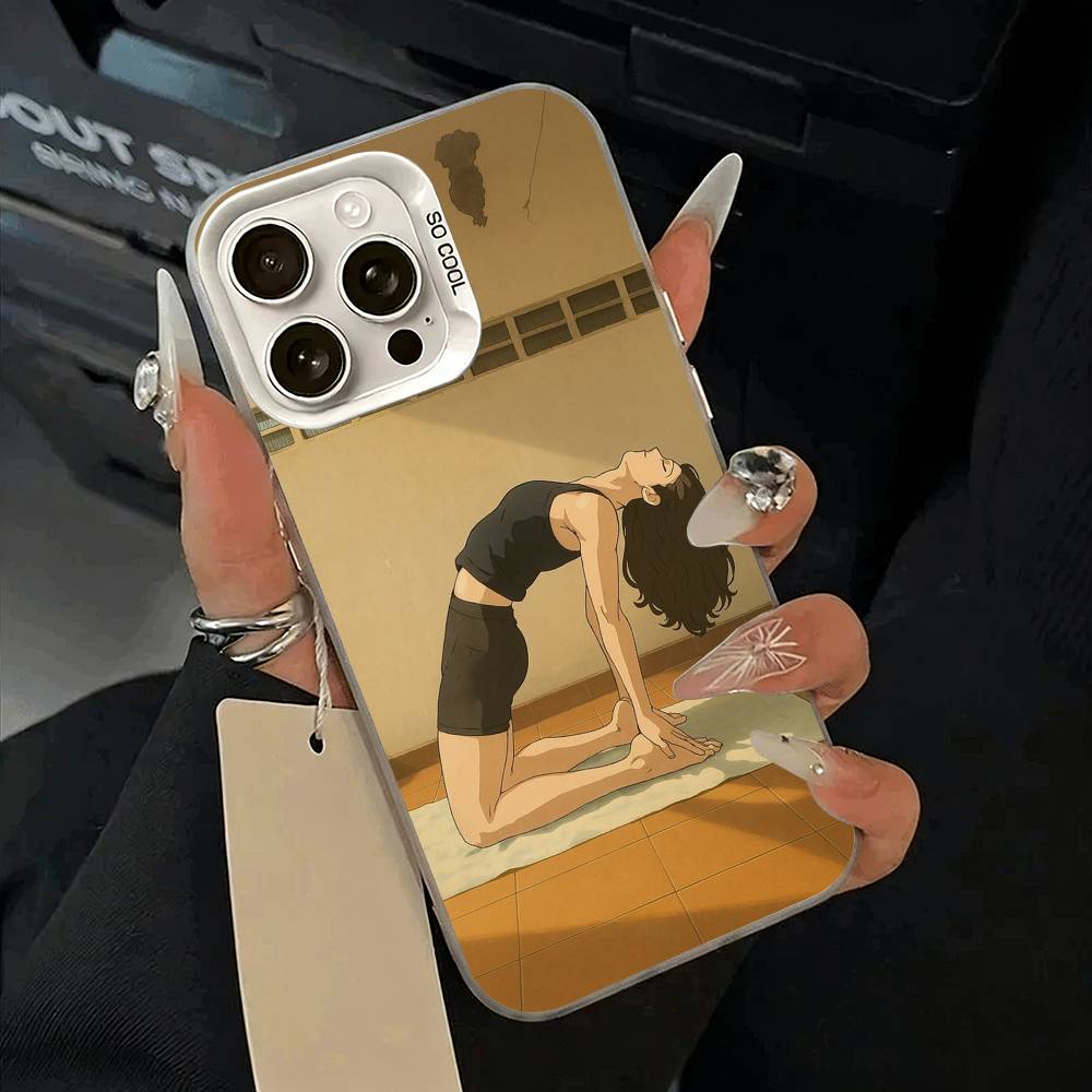 Чехол для телефона GYM Girl для iPhone 11 12 13 14 15 16 Pro Max Plus белый Серебристый Чехол для телефона