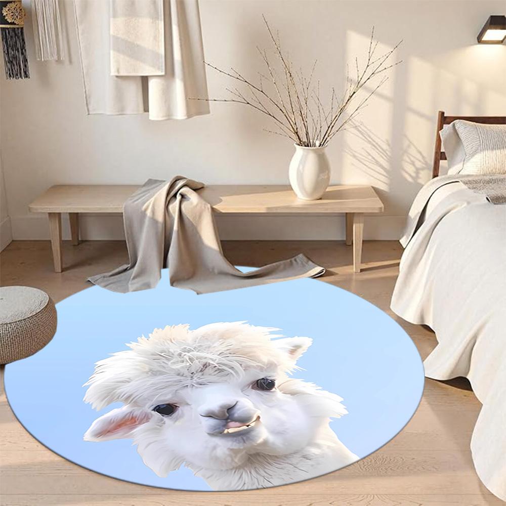 Alpaca Round Office Rug Suitable for Dining Room Kitchen Study room Balcony Antislip Round Carpet Anime Office Decor