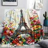 Paris Eiffel Tower Print Flannel Blanket, High quality Comfortable for All Seasons, Home Decor, Warmth and Comfort, Perfect for Christmas Gifts98