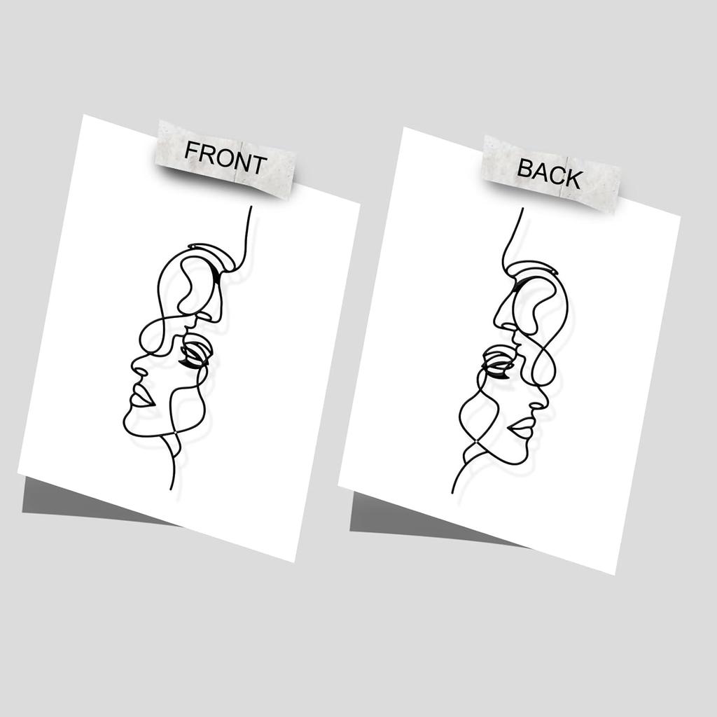 ORIGACH Minimalist Couples Black Metal Wall Decor, Abstract Facial Line Black Metal Wall Art Hanging Ornaments for Living Home Bedroom Kitchen