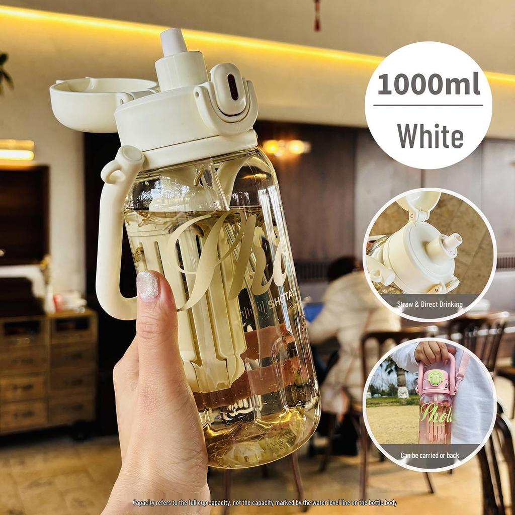 Shangtai Tritan Large-Capacity Straw Sports Cup with Scale & Double Drink Compartments.