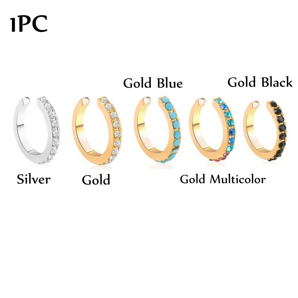 Подарок Клипсы для ушей без прокола Бирюзовые серьги-каффы с кубическим цирконием Серьга без прокола Круглый кафф для ушей со стразами