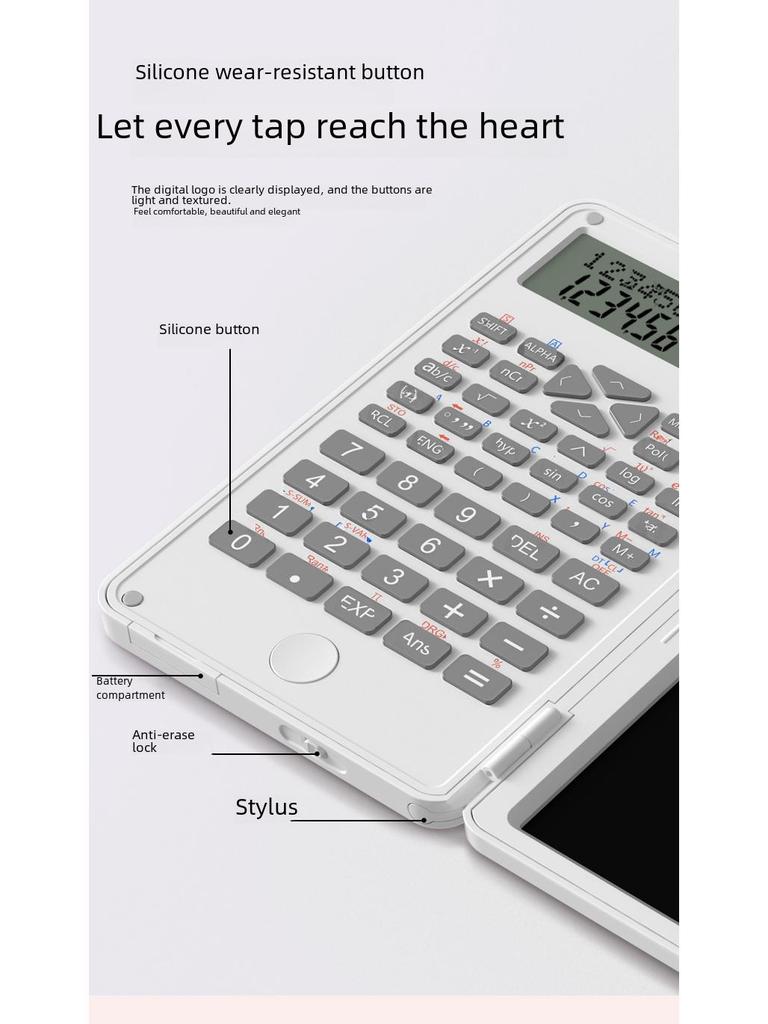 Научный многофункциональный калькулятор с планшетом для рукописного ввода для офиса, экзаменов, бухгалтерского учета и обучения.