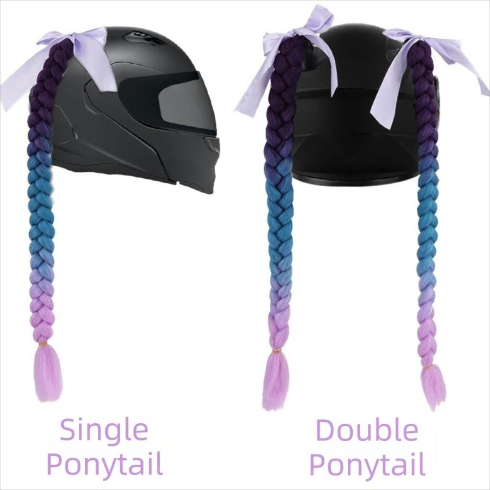 with Suction Cup Synthetic Helmet Pigtails Motorcycle Helmet Braids Wig  for Moto Cycling Skiing