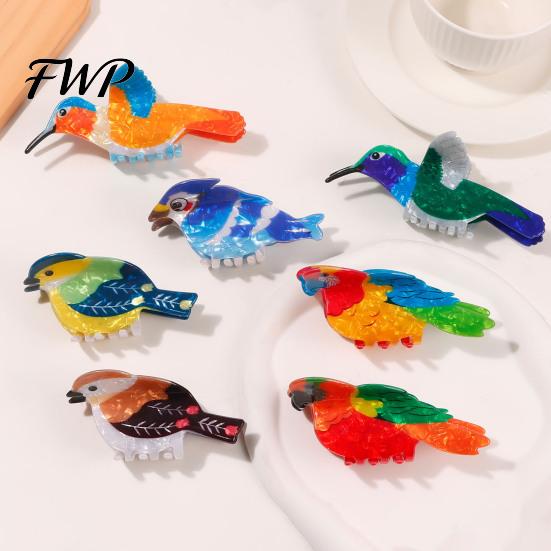 Durable Hair Claw Colorful Bird Clip Strong Hold Non Slip Parrot Sparrow Shape Hummingbird Clamp Accessories for Women Girls Clips