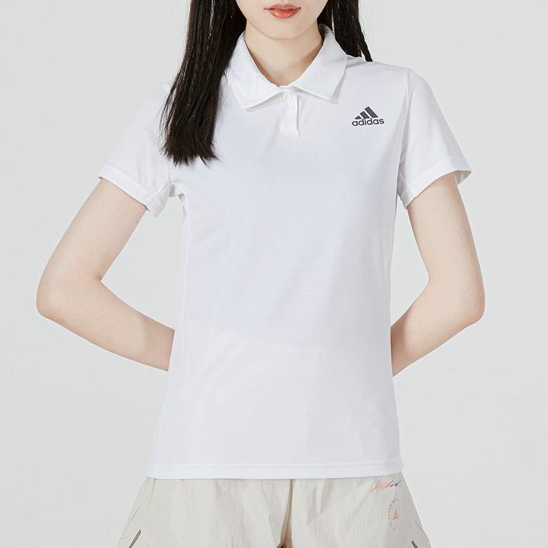 adidas Женские белые рубашки-поло умеренного прямого кроя HC2718