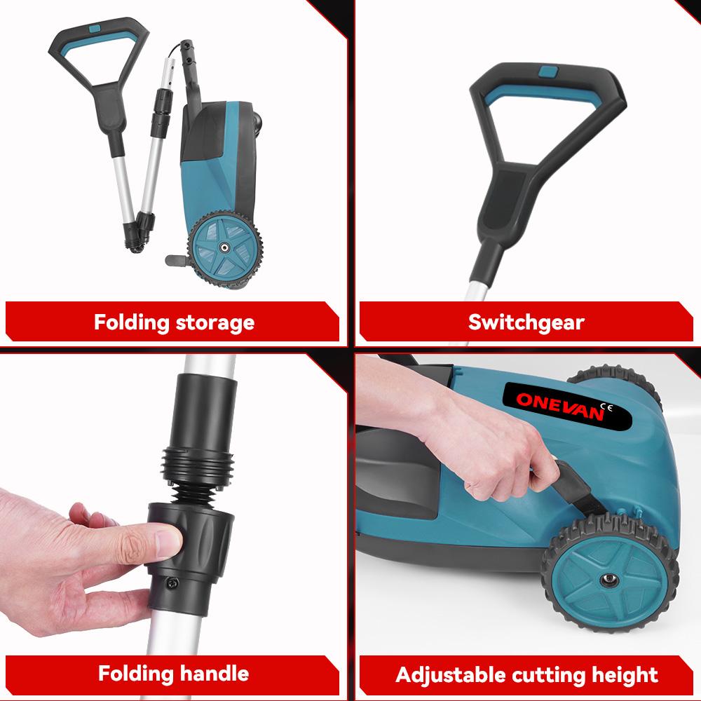ONEVAN 5000W Brushless Electric Lawn Mower 48000RPM Cordless Grass Trimmer 3 Height Adjustment Garden Cutter Tool For 21V 18V Battery
