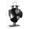 Stove Fan Heat Operated 3 Blade Black