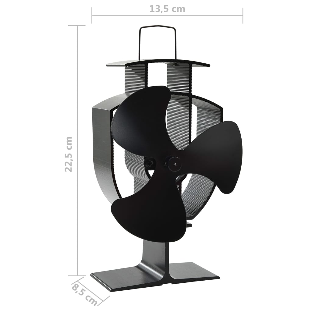 Stove Fan Heat Operated 3 Blade Black