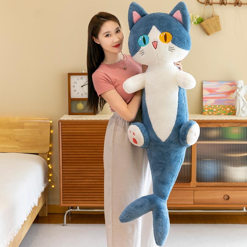 New Different Eye Shark Shark Cat Doll Pillow Creative Cat Plush Toy Big Rag Doll Girl Leg Doll 50CM