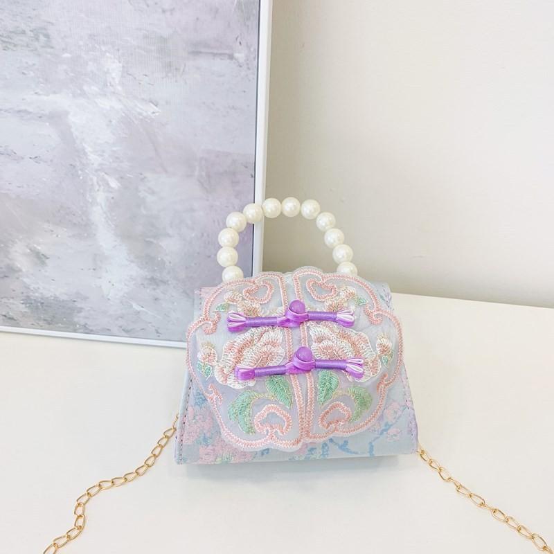 Embroidered Pearl Lace Chain Childrens Crossbody Bag Suitable Daily For