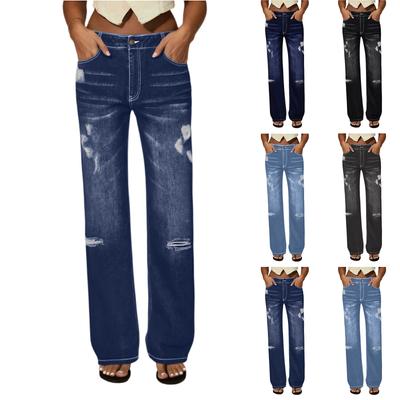 Женские джинсы с высокой посадкой, прямые, свободные, кружевные, стрейч, легкие, модные