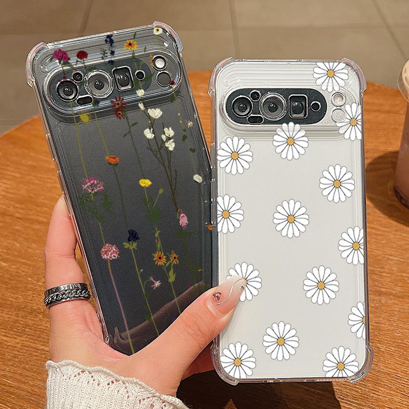 Цветной цветочный принт TPU Чехол для телефона для Google Pixel 9 Pro Pixel 9 Pro XL Прозрачная мягкая силиконовая задняя крышка для Google Pixel 9A