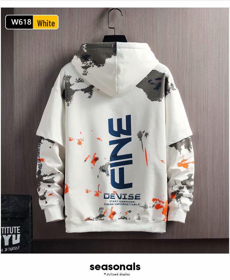 Men's 2021 Trendy Hong Kong Style Hooded Sweatshirt - Spring/Autumn Casual Versatile Loose Fit