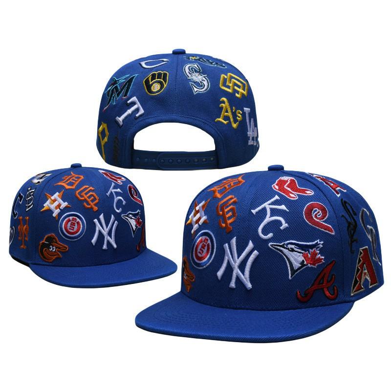 Unisex Adjustable Baseball Cap With Embroidered NY Cartoon Flat Brim Hip Hop Hat Wear