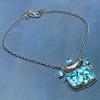 Copper Blue Turquoise, Topaz Gemstone 925 Sterling Silver Necklace 18"
