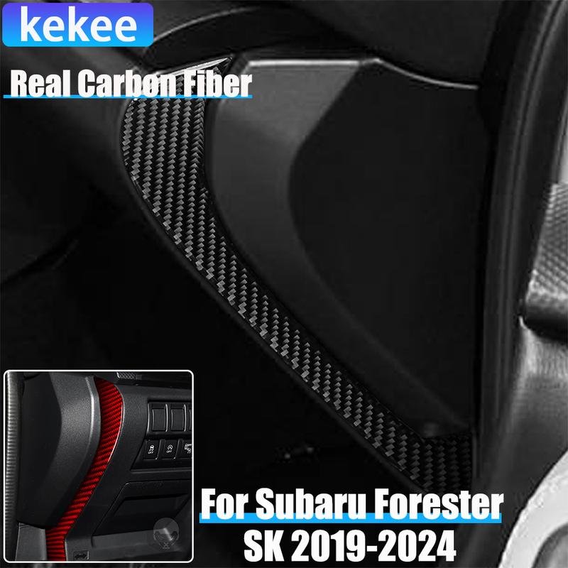 Real Carbon Fiber Car Accessories Dashboard Side Strip Cover Soft Sticker For Subaru Forester SK 2024