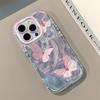 Water Rippled Butterfly Applicable To Apple 16promax Cream Feather Yarn Transparent 14 Mobile Phone Case IPhone 13 Cute