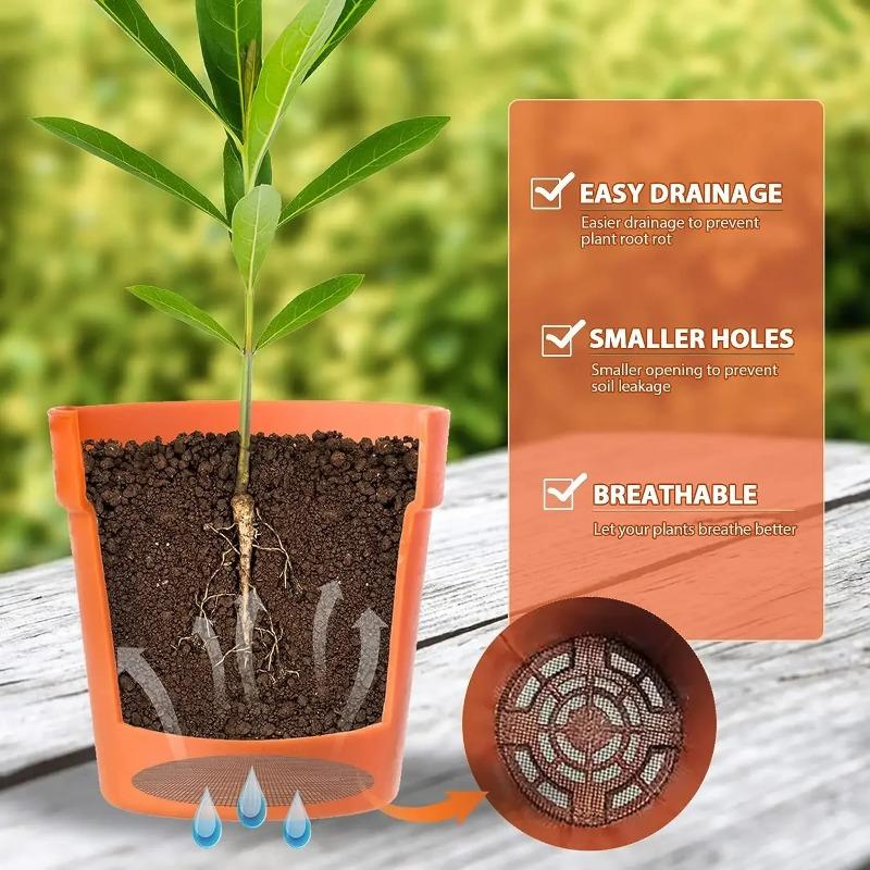 Сетка для горшка, сетчатый коврик, круглый дренажный экран для дна горшка, предотвращает потерю почвы, анти-бонсай, садовые инструменты для цветов