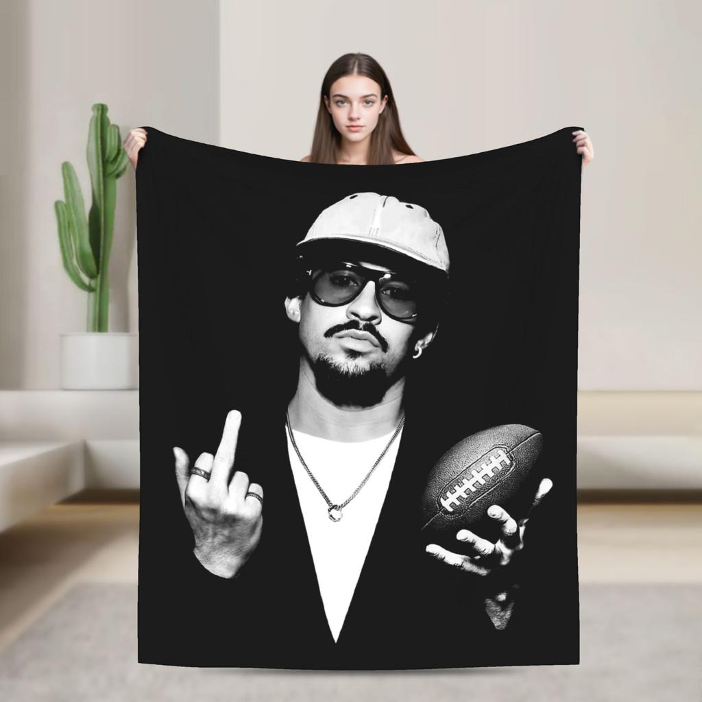 Bad Bunny Football Bad Benito Bowl Blankets  Plush Throw Blankets Summer Air Conditioning Decoration Ultra-Soft Warm Bedsprea,