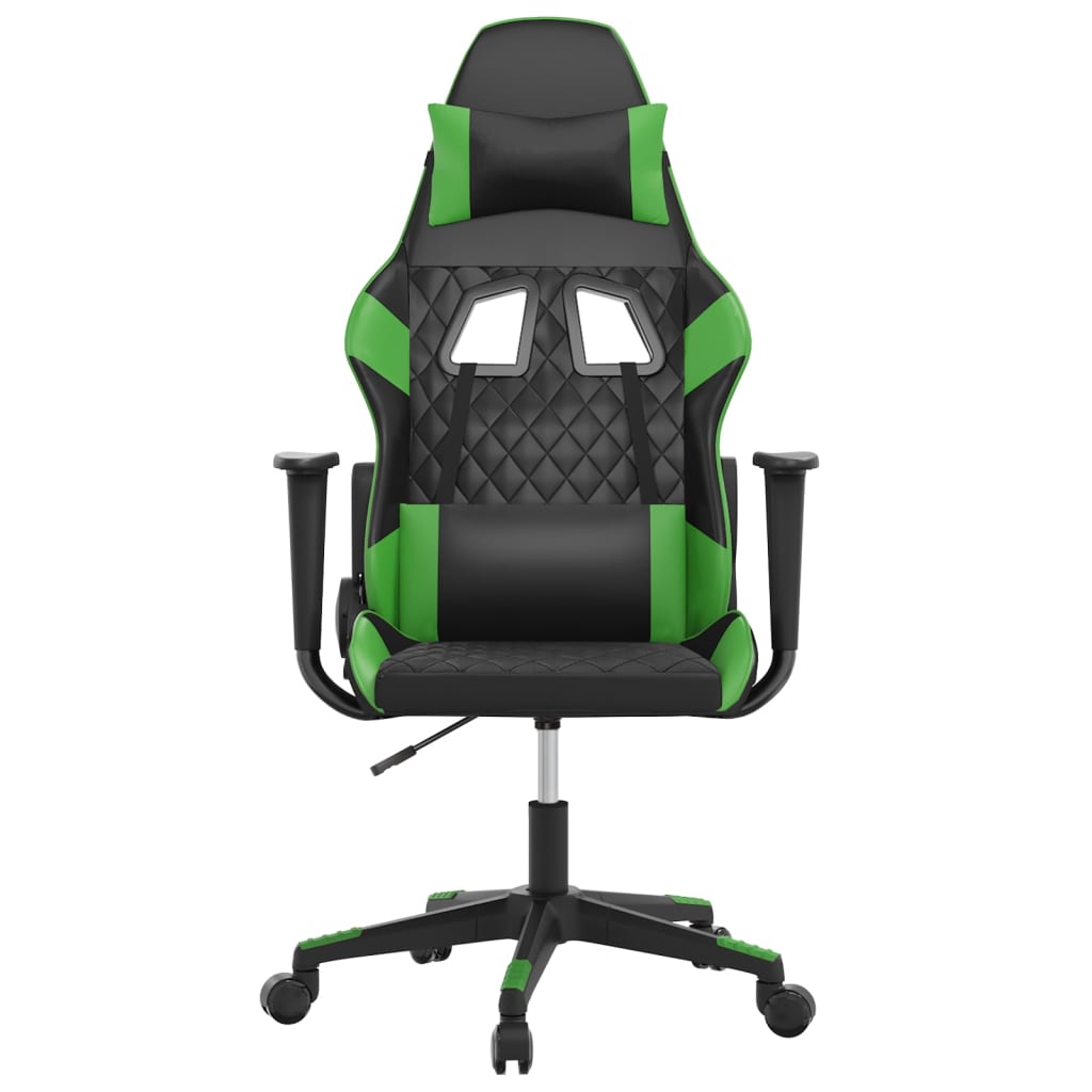 Gaming Chair with Massage Function Black and Green Artificial Leather
